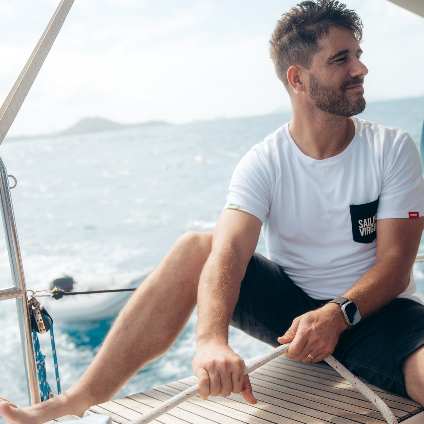 SV White T-Shirt - Black Pocket - SV Logo