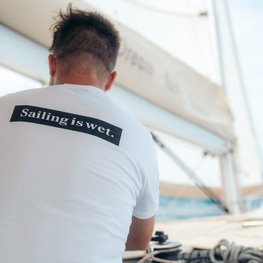 SV White T-Shirt - Black Pocket - Sailing Is Wet